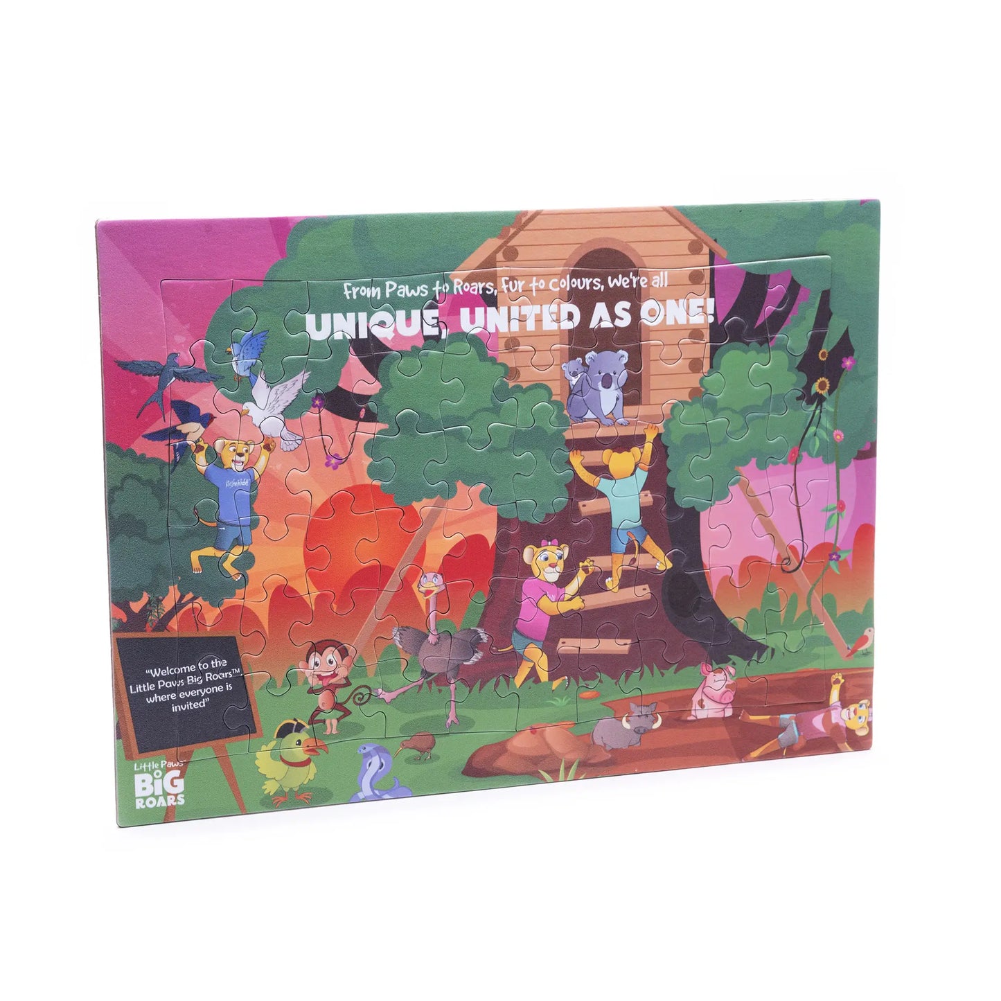 Little Paws, Big Roars-Unique, United as One 60 Piece Tray Puzzle.