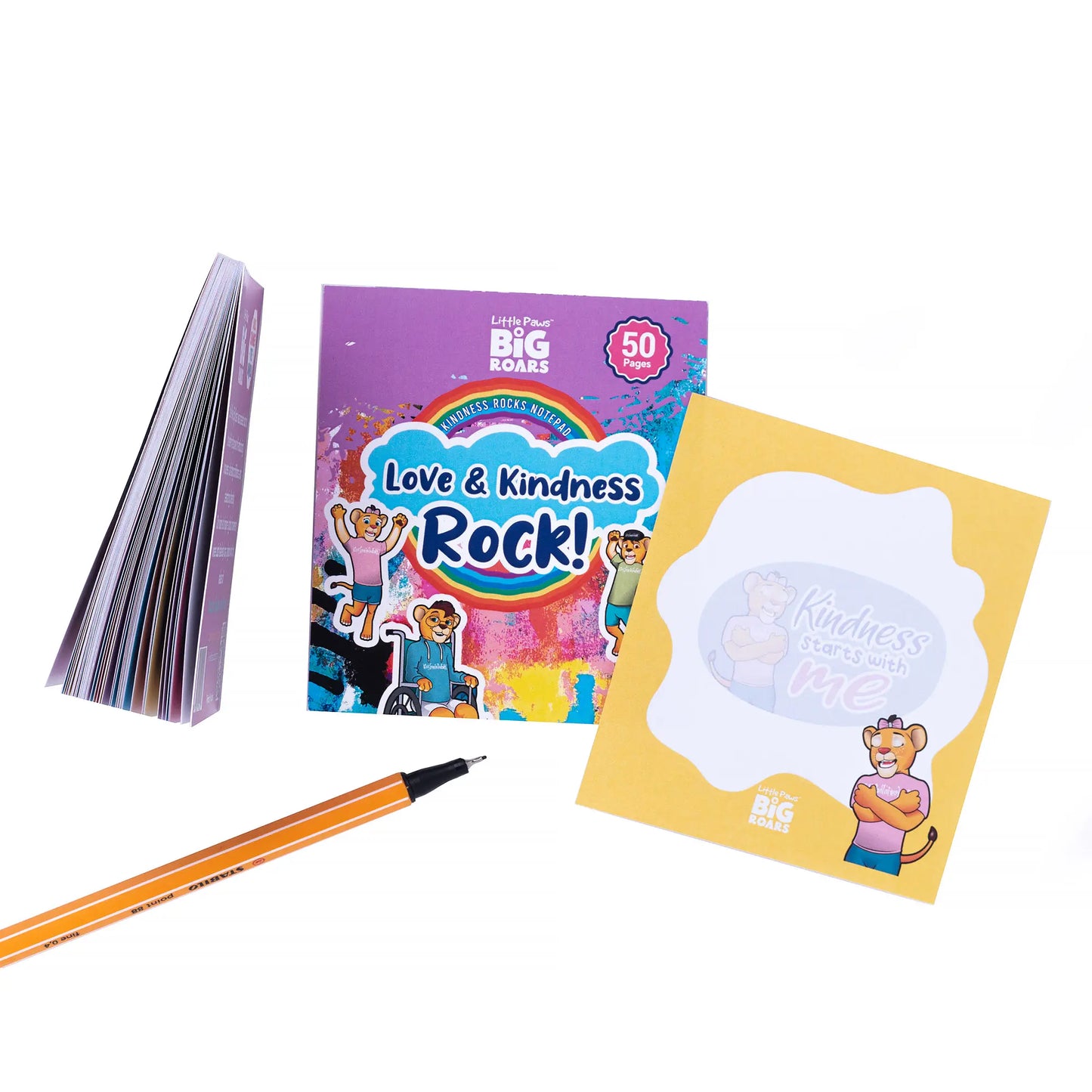 Little Paws, Big Roars- Kindness Rocks  Notepad 50 pages